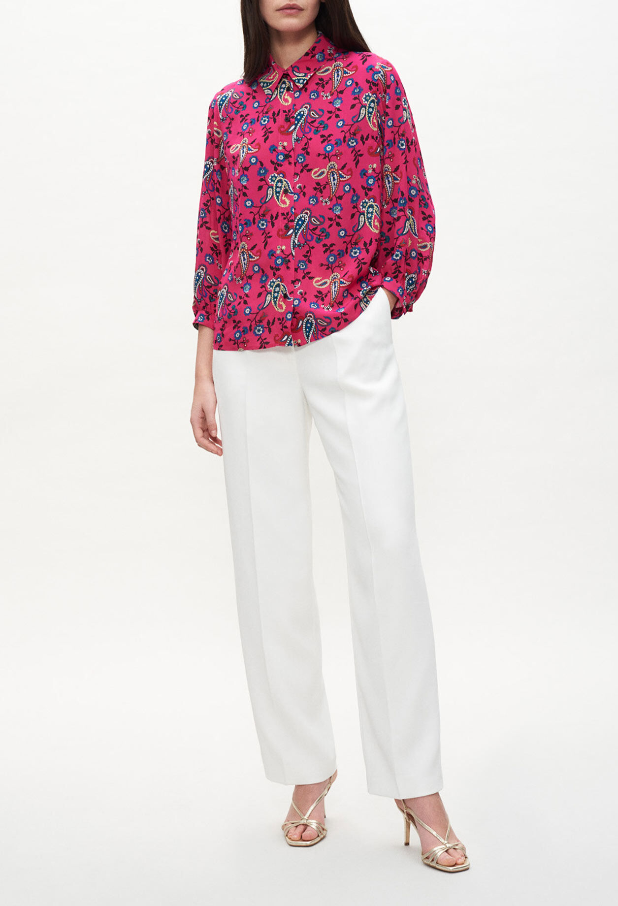 Chemise imprimée rose fuchsia