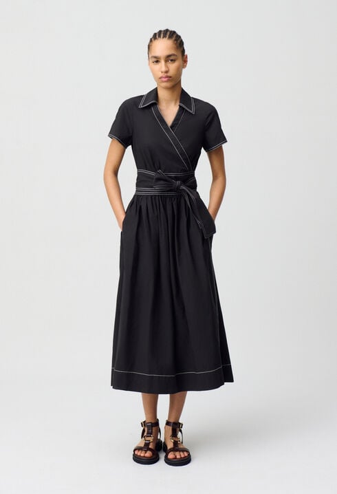Robe longue ceinturée