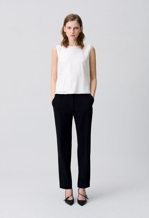 Top sans manches sequins écru