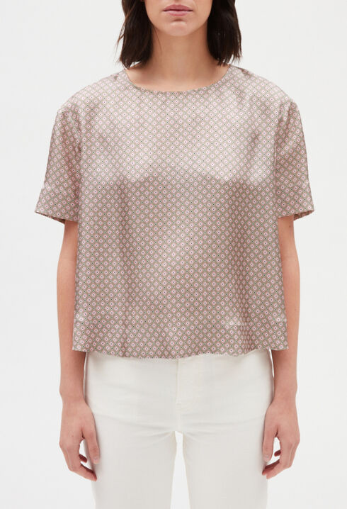 Blouse soie imprimé rose
