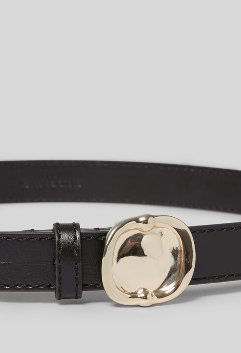 Leather Belt with Gold Buckle
