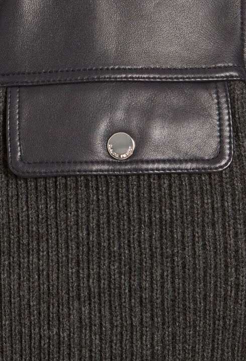 Blouson bi-matière cuir maille