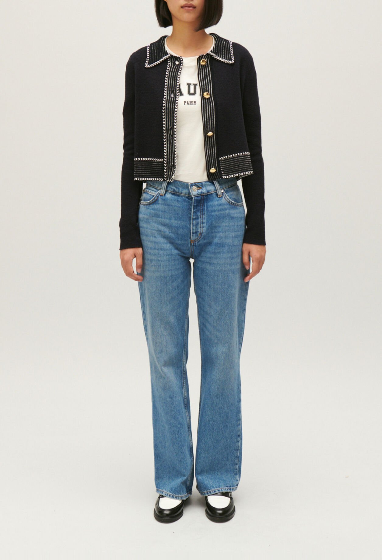 Cropped knit cardigan