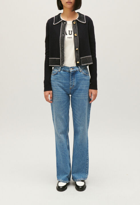 Cropped knit cardigan