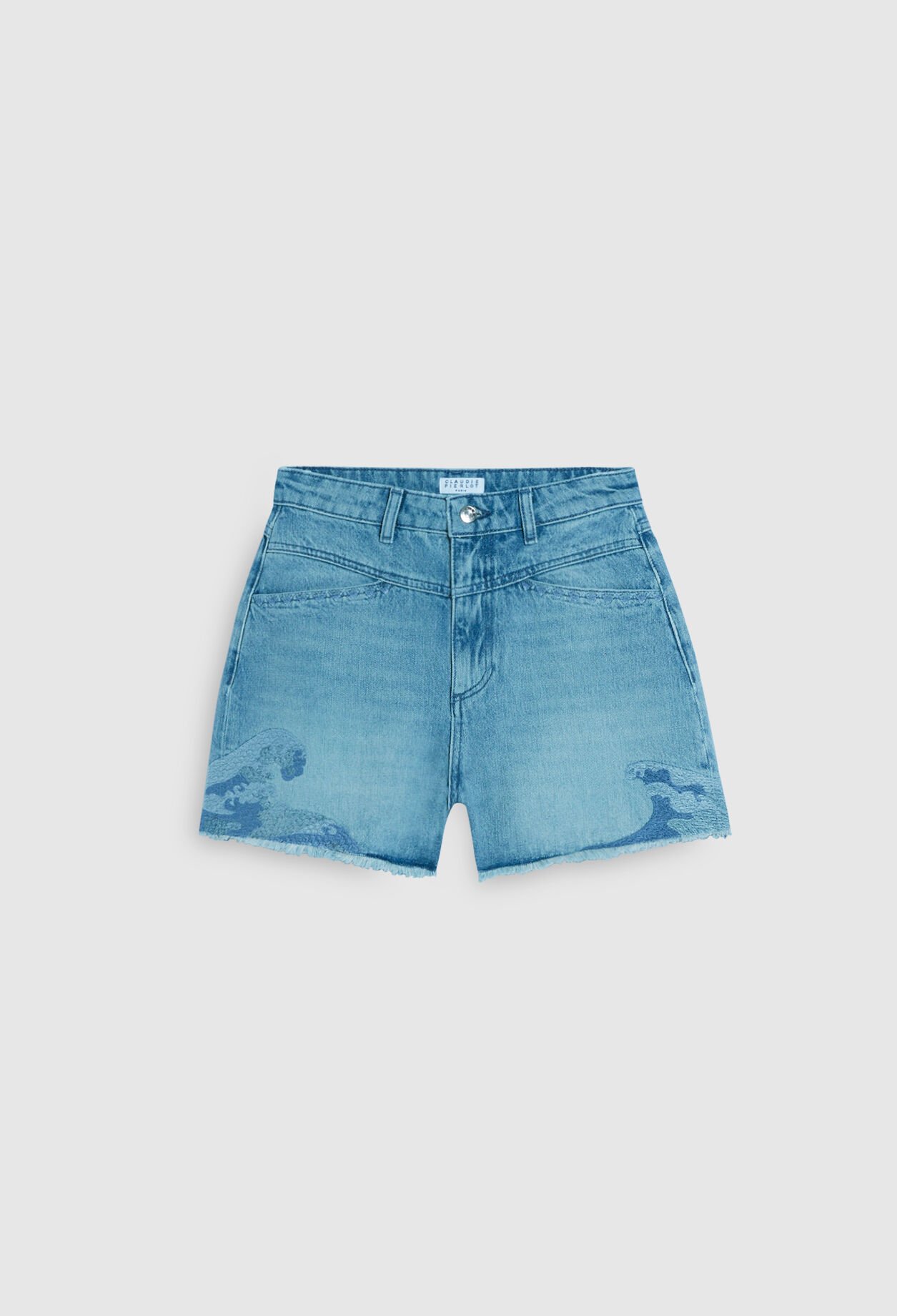Short court en denim délavé