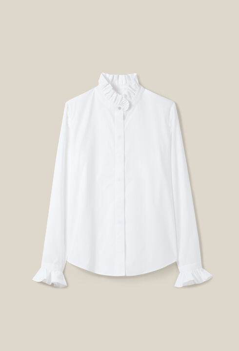 White shirt with ruffled collar