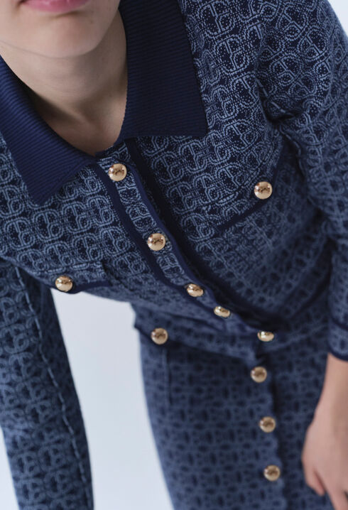 CP monogram cardigan with collar