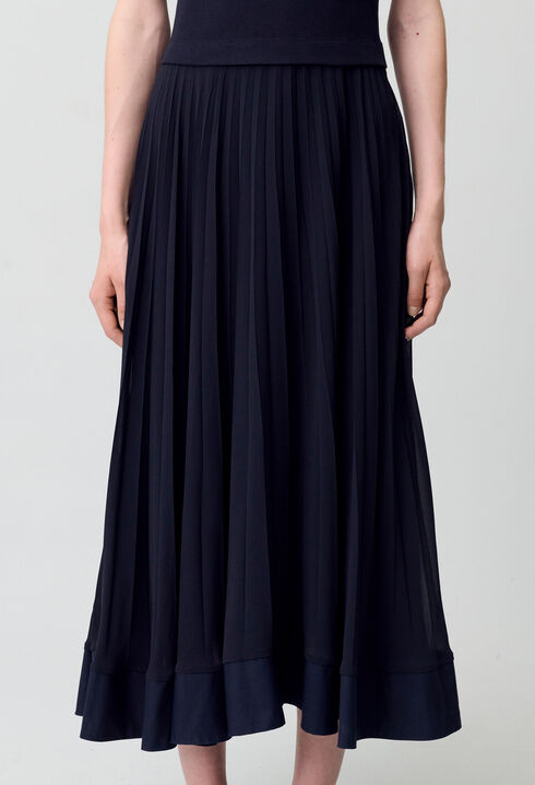 Robe longue plissée marine