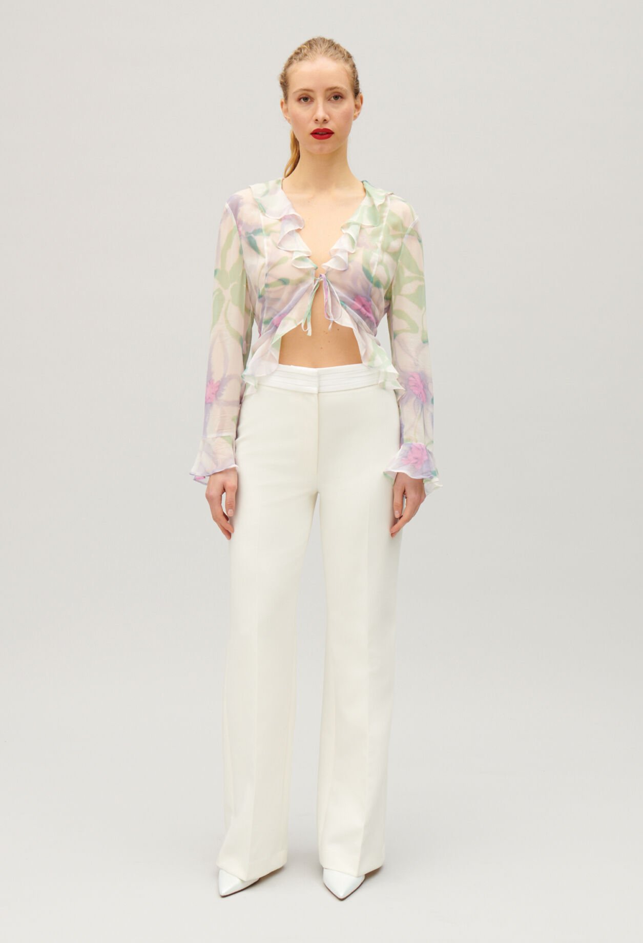 Pantalon droit tailleur blanc