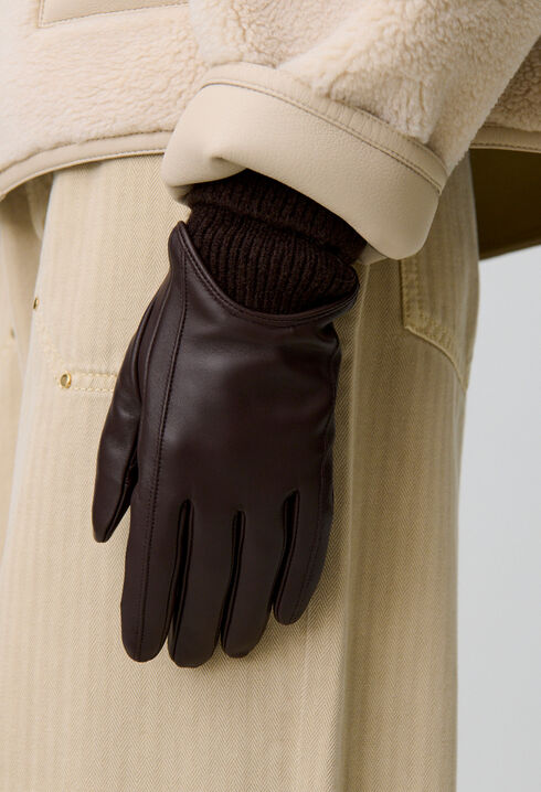 Gants cuir et maille