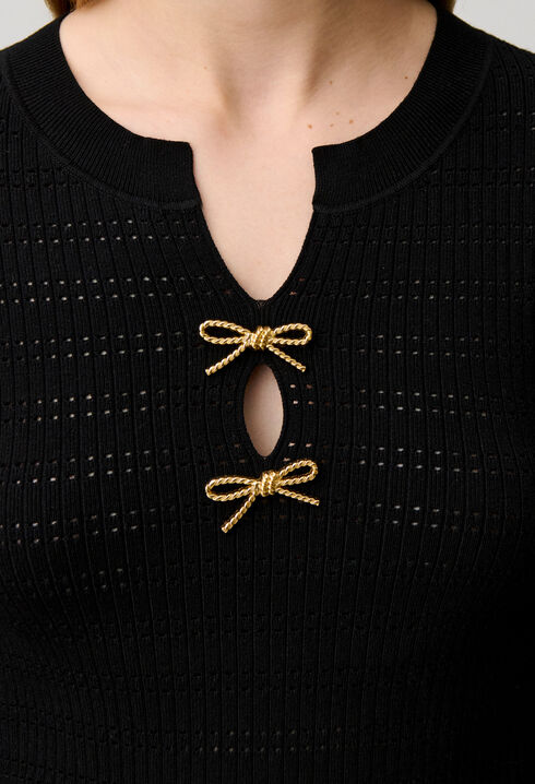 Fine knit bow jumper