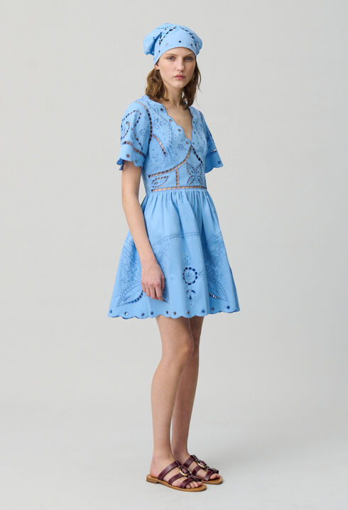 Robe courte broderies papillon