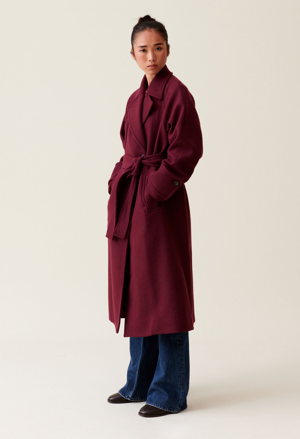 Burgundy long coat hotsell