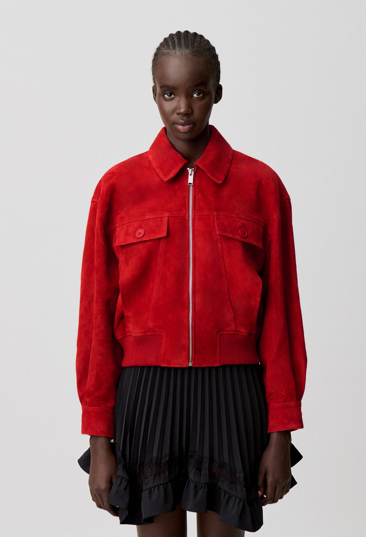 Blouson croute rouge