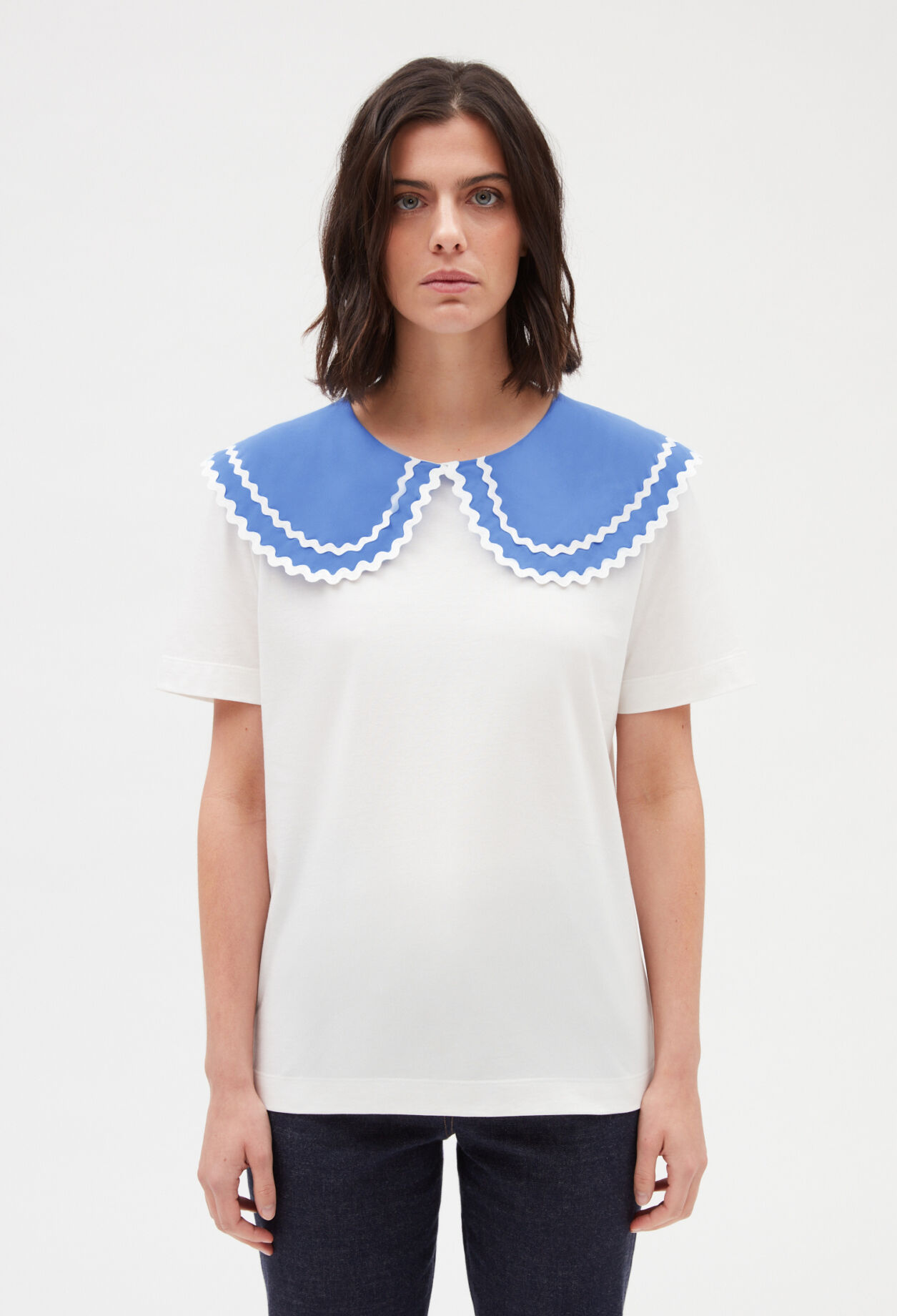 T-shirt col claudine écru