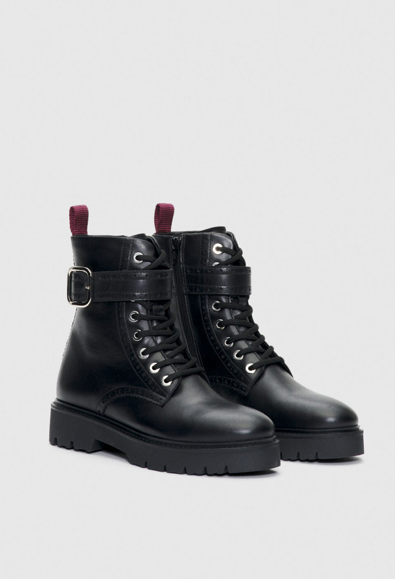 Boots à lacets en cuir responsable