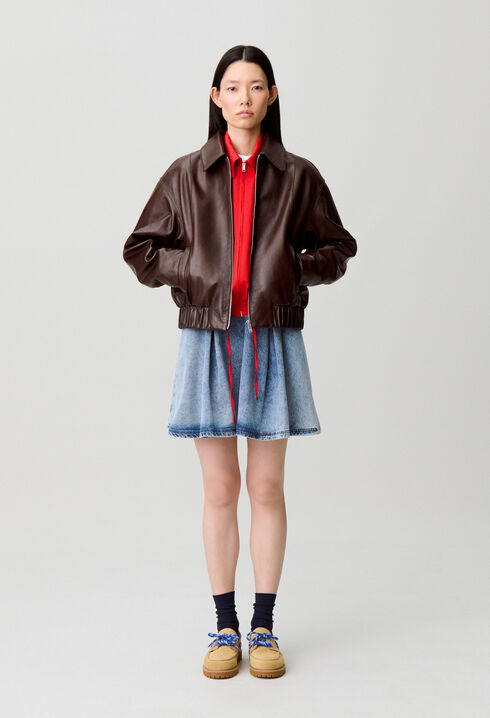 Blouson cuir brillant casual