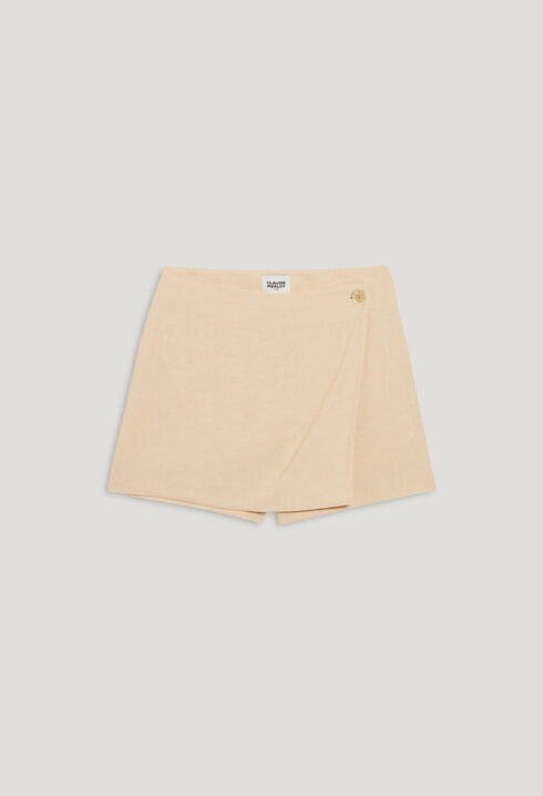 Short beige wrap skirt
