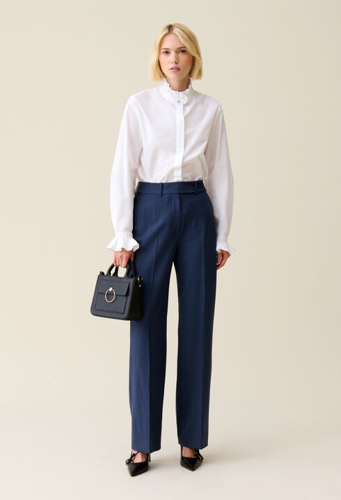White shirt with ruffled collar