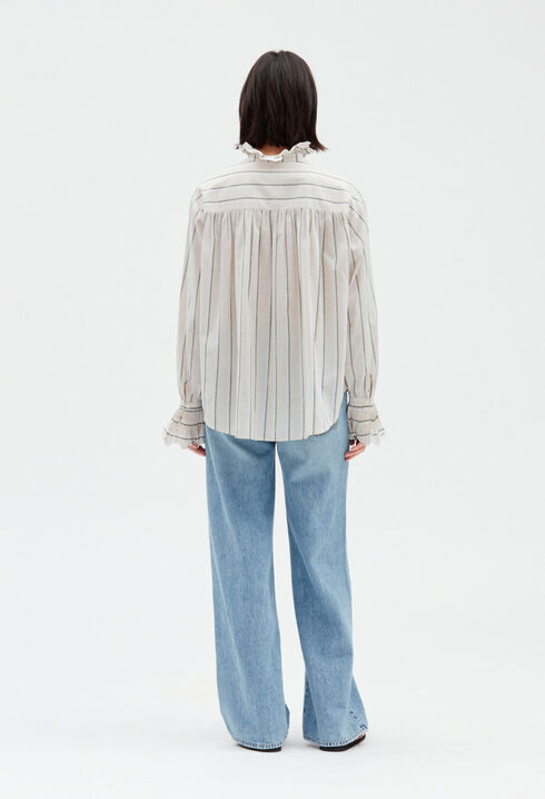 Chemise rayée à volants