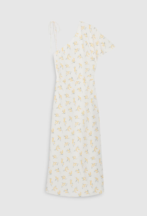 Asymmetric midi dress mimosa pattern