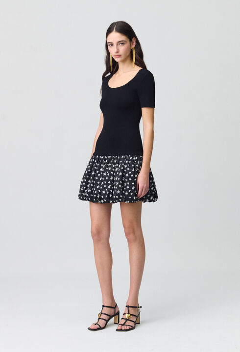 Robe courte boule à fleurs