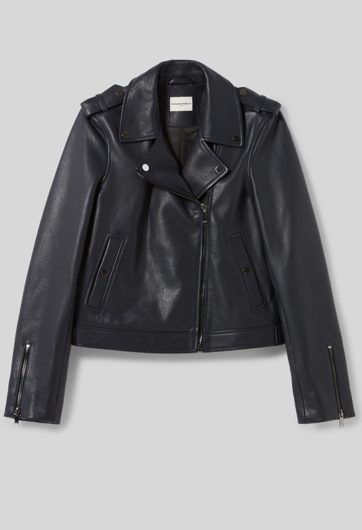 Veste cuir grainé noir