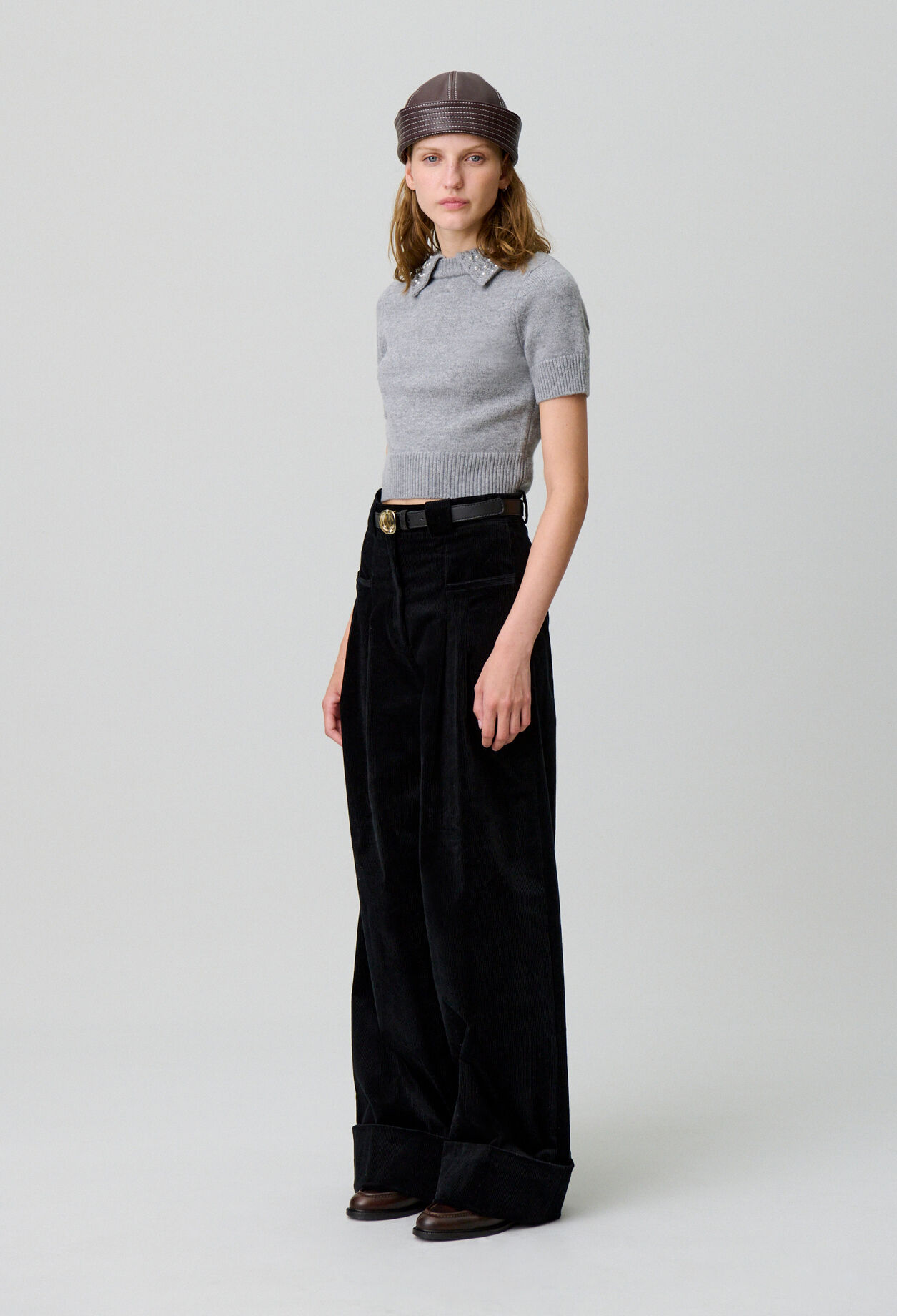 Wide-Leg Velvet Trousers