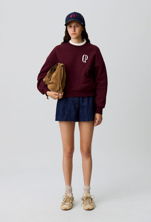 Victorian collar cotton sweatshirt