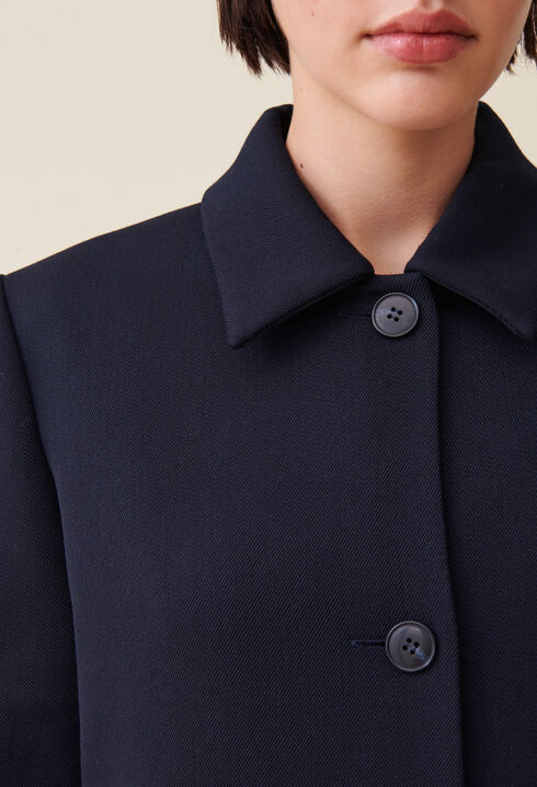 Manteau long coupe droite bleu
