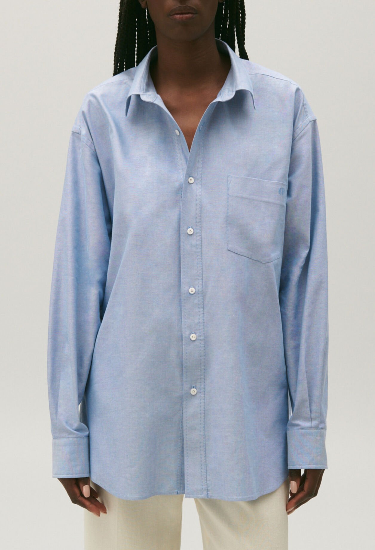 Chemise coton bleu ciel