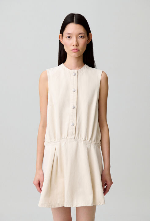 Flared light denim dress