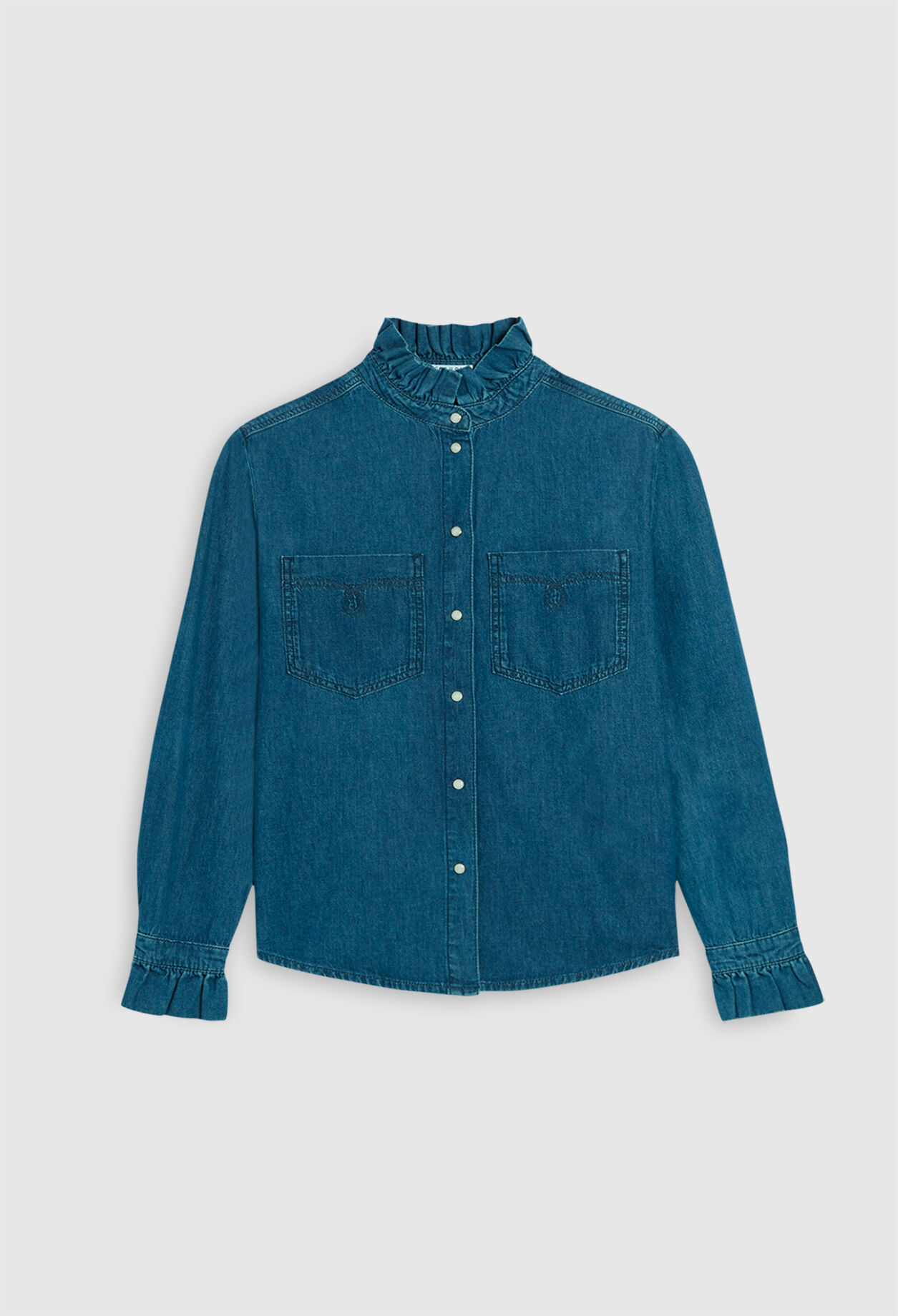 Chemise à col froncé en coton biologique
