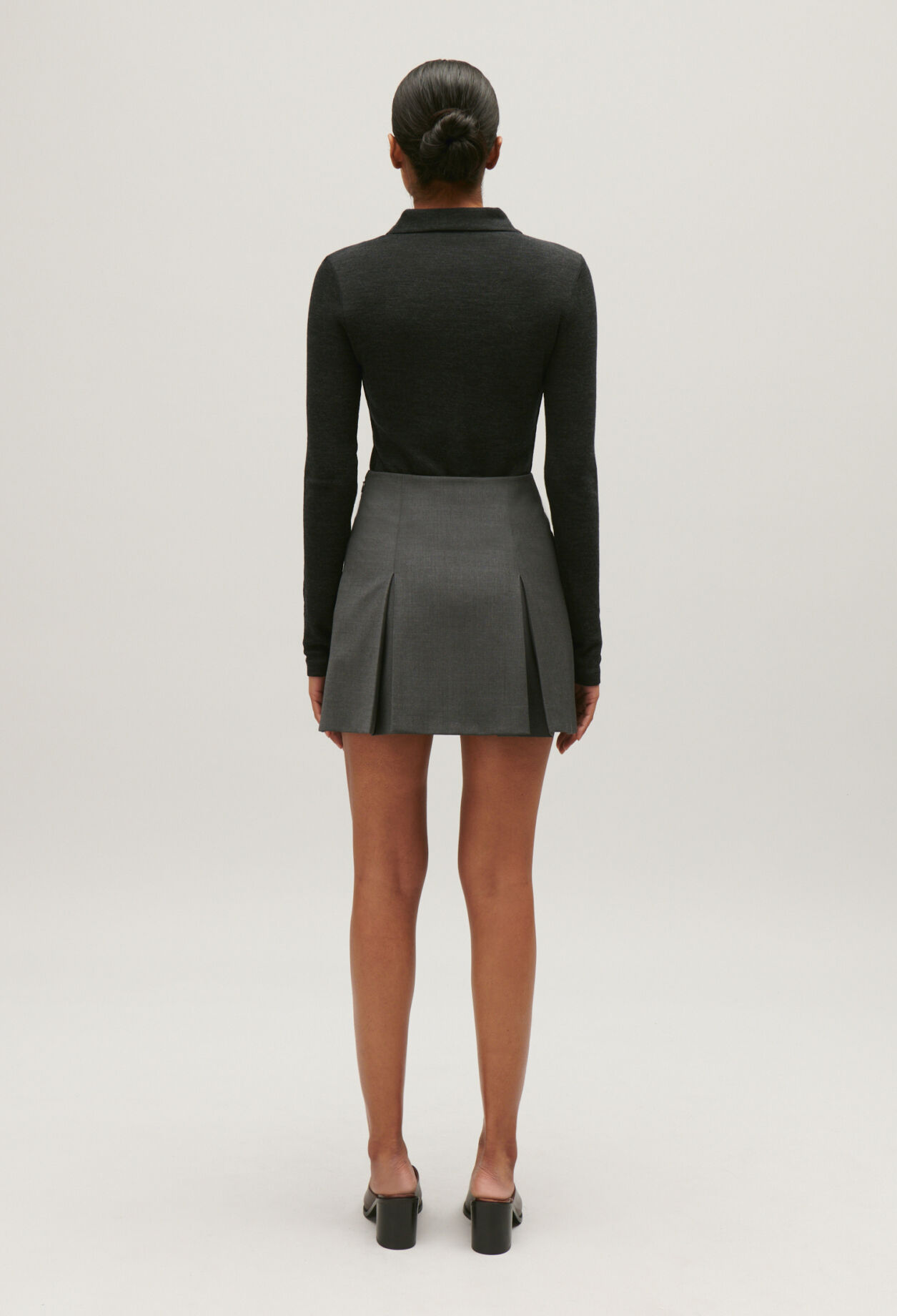 Jupe courte gris chiné