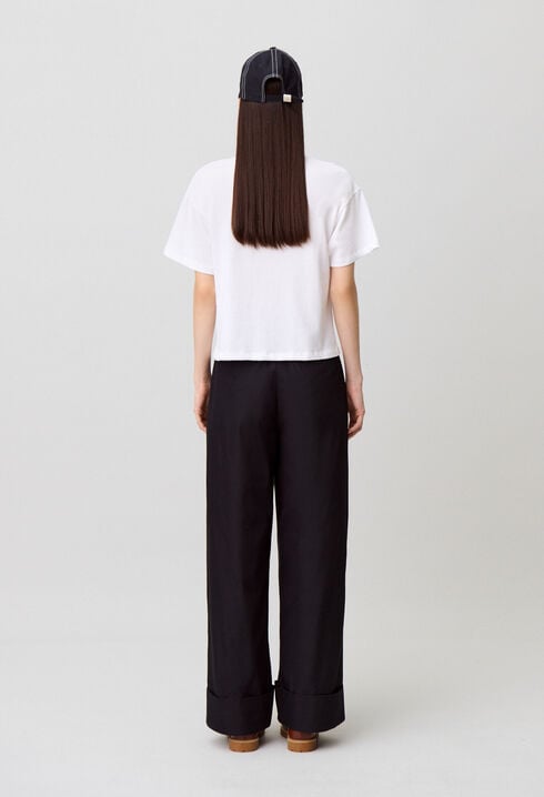 Wide cropped cotton T-shirt