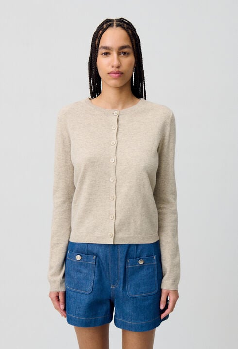 Cardigan laine boutonné broderie CP