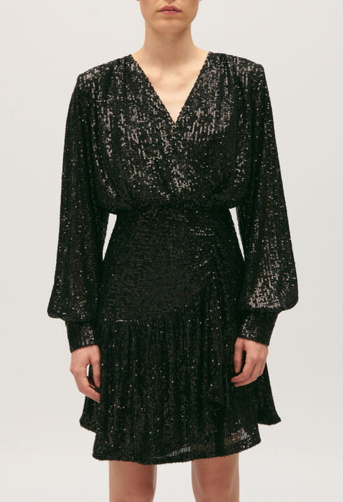 Robe courte sequins noire