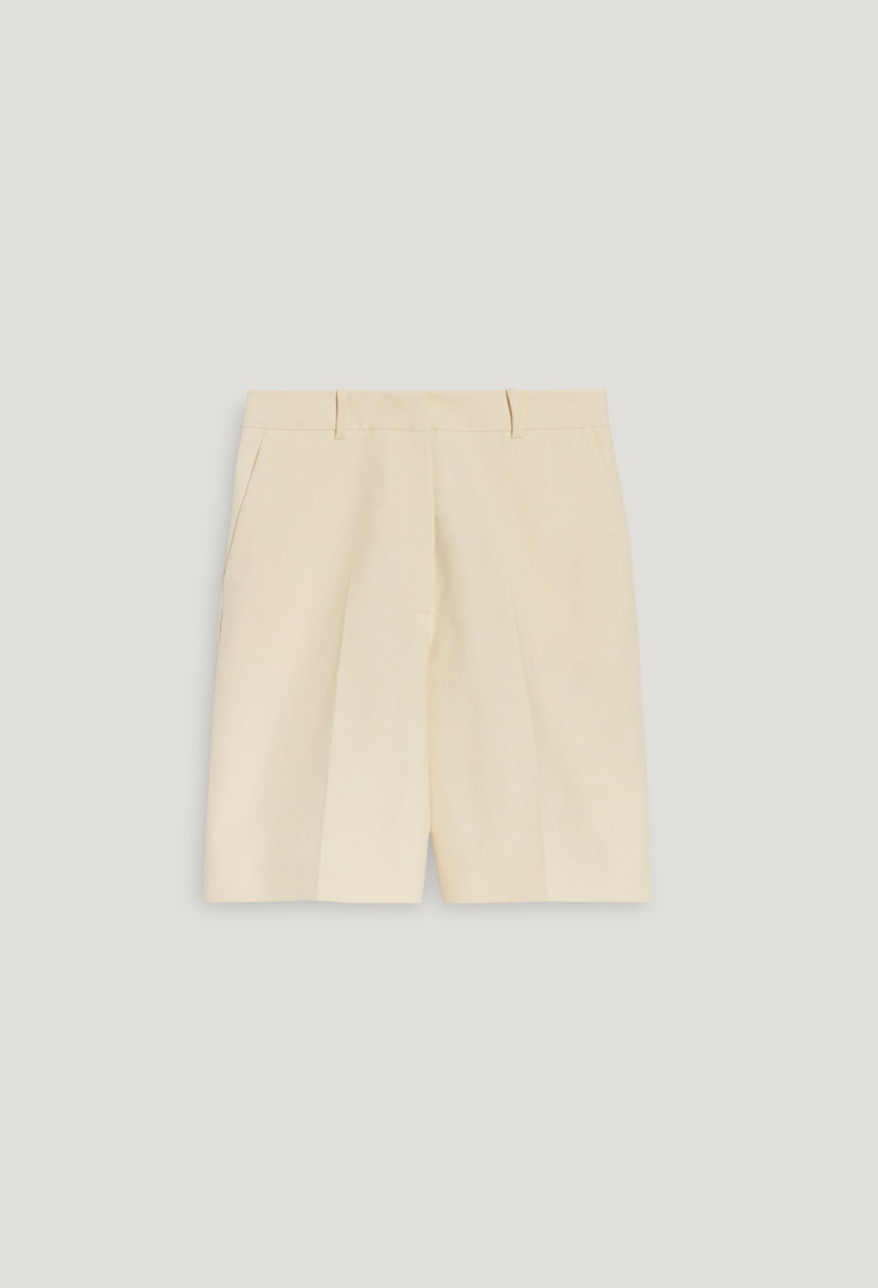 Pale beige cotton Bermuda shorts