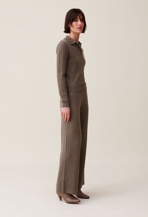 Ribbed Polo Sweater