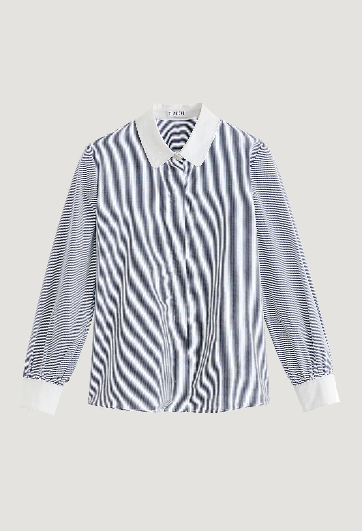 Shirt with embroidered collar
