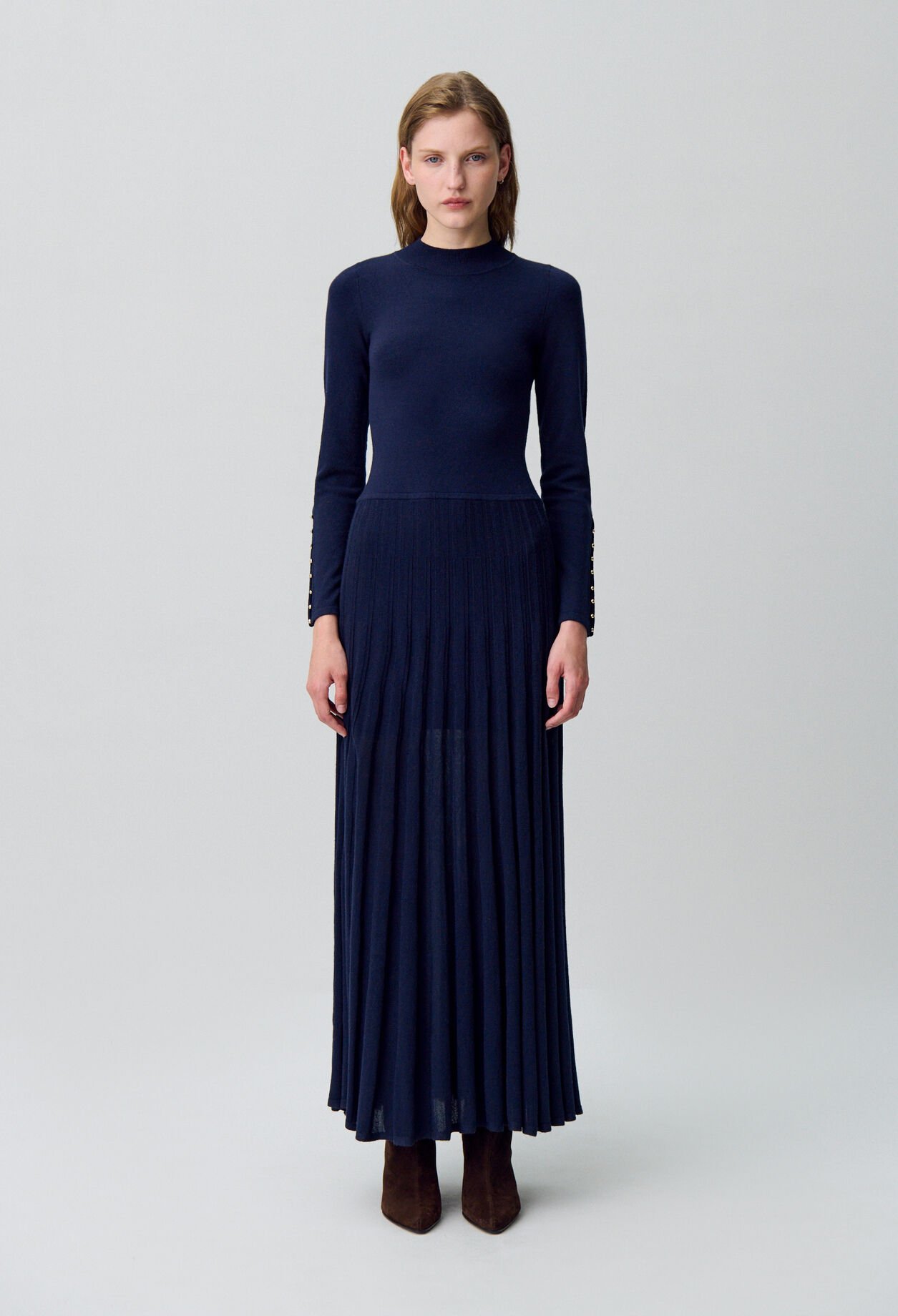 Robe longue maille col