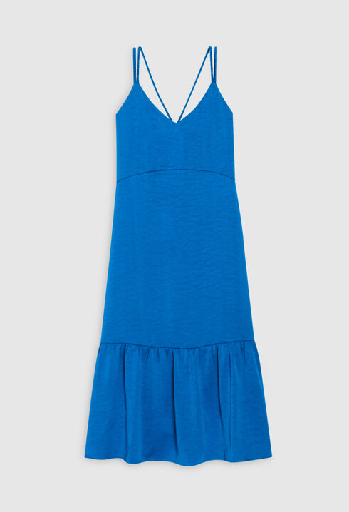 Robe midi satinée bleue