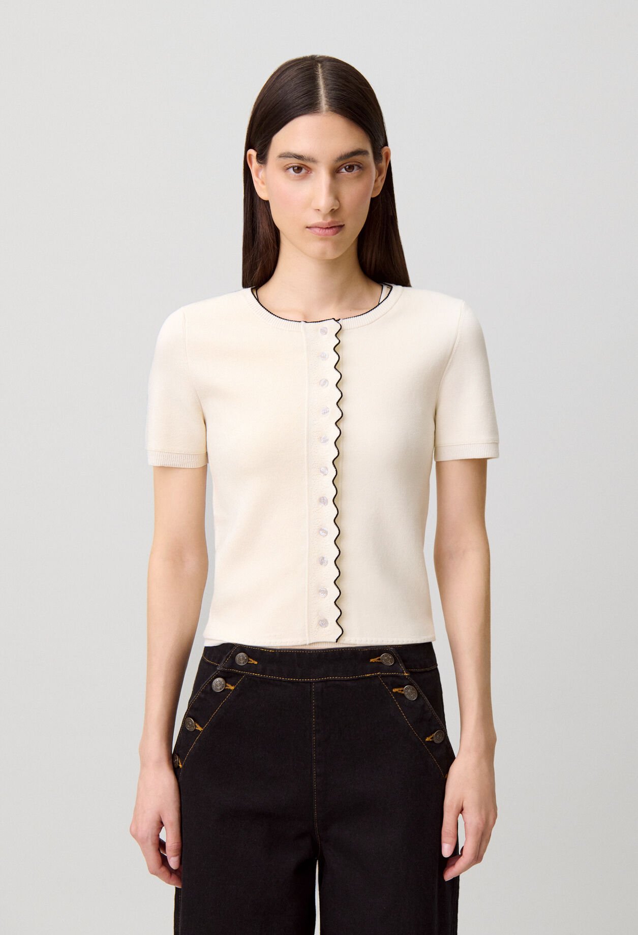 Cardigan maille contrast&eacute;