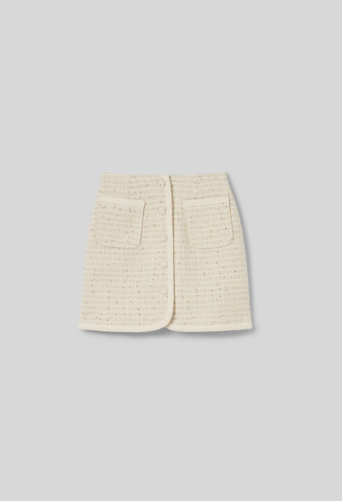 Jupe courte tweed boutonnée