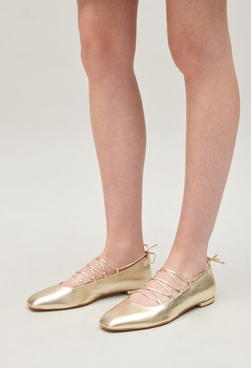 Ballerines cuir doré
