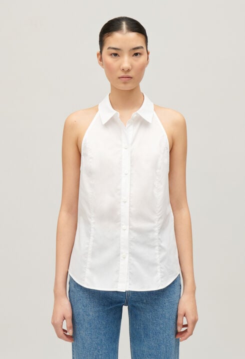 Sleeveless white shirt