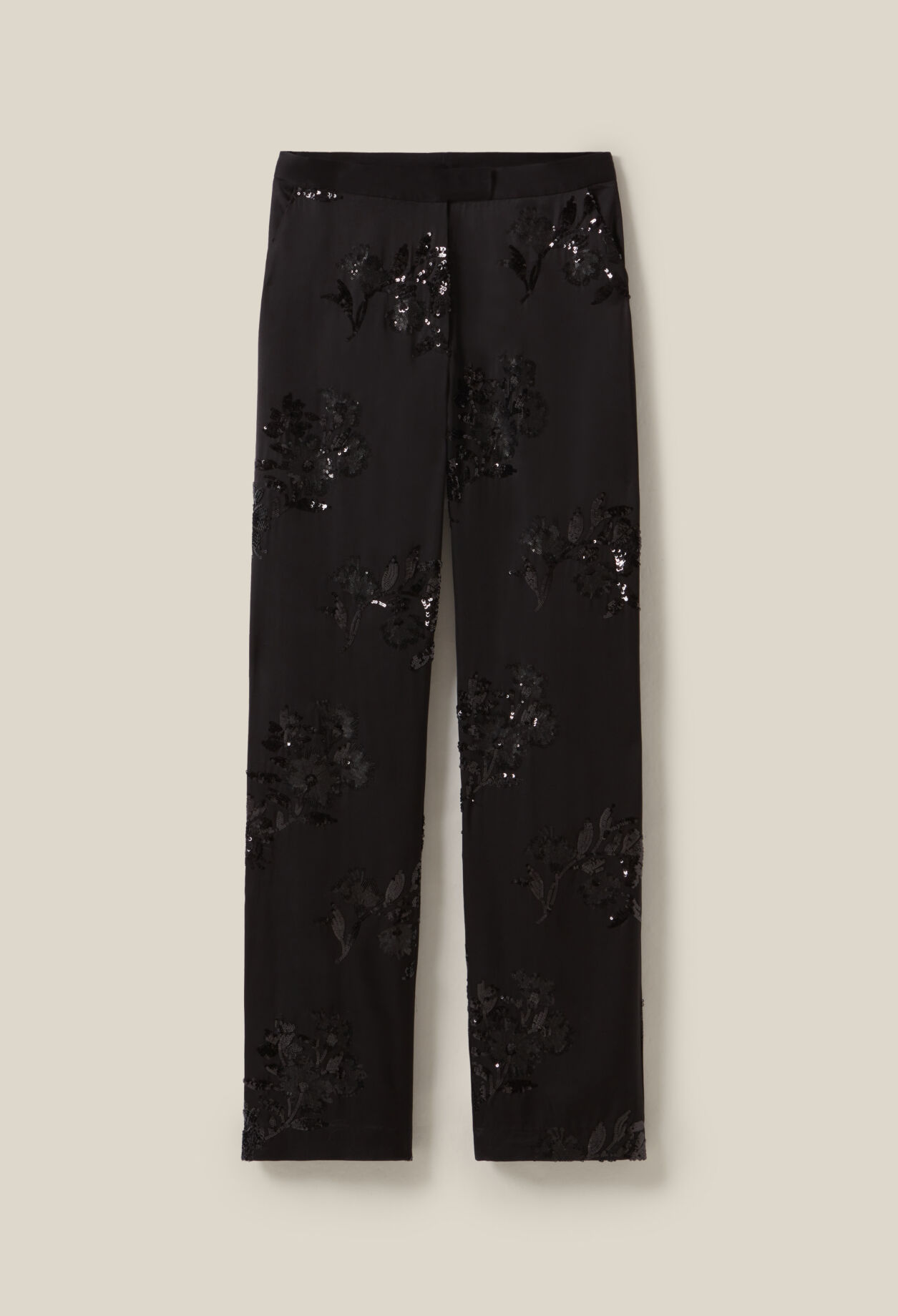 Pantalon sequins brodés noir