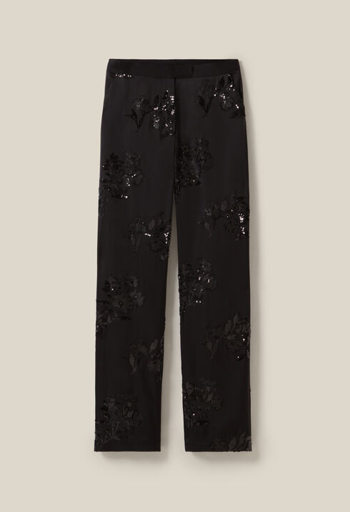 Pantalon sequins brodés noir