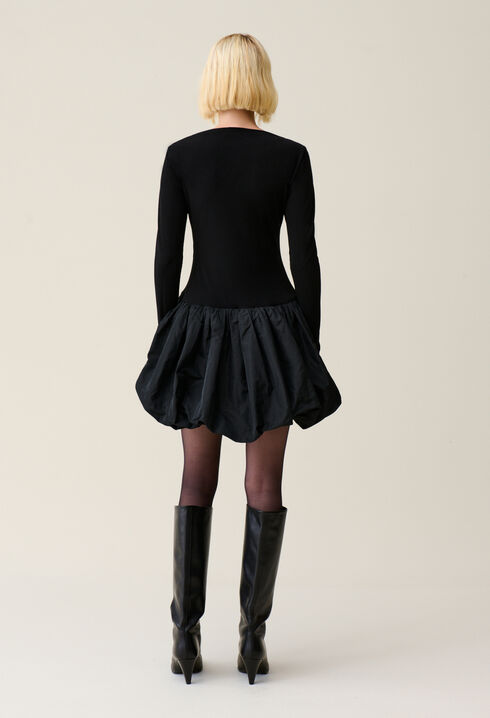 Robe bi-matière jupon boule noir
