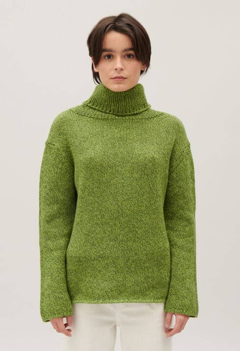 Matcha knitted polo neck jumper